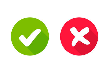 wrong check mark icon long shadow for validation isolated on a white backgroundのイラスト素材