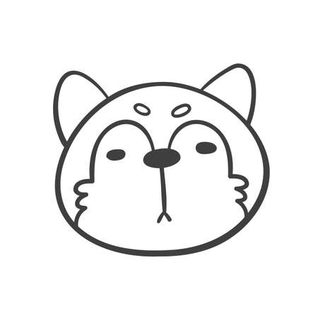 Hand drawn lines. The face of a cute Siberian Husky dog.のイラスト素材