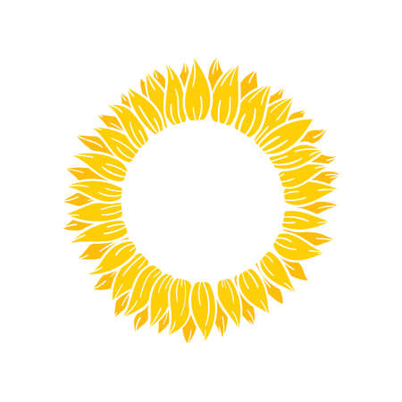 blooming yellow sunflowers full of sunflower seeds inside for decorating welcome cardsのイラスト素材