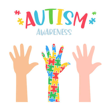 heart color jigsaw Concept of caring for mentally ill children with autismのイラスト素材