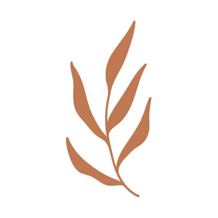 hand painted leaves for decoration in minimalist styleのイラスト素材