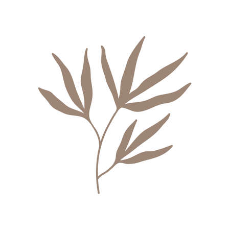 hand painted leaves for decoration in minimalist styleのイラスト素材