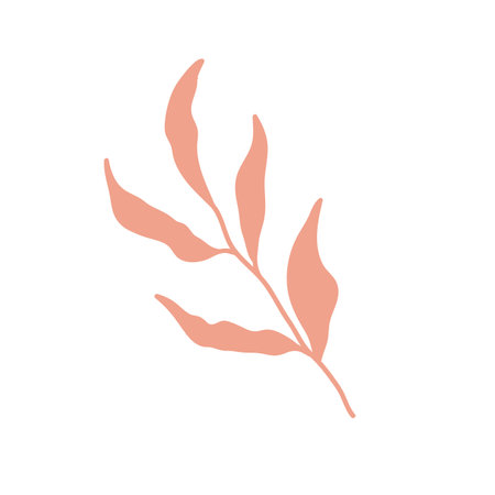 hand painted leaves for decoration in minimalist styleのイラスト素材