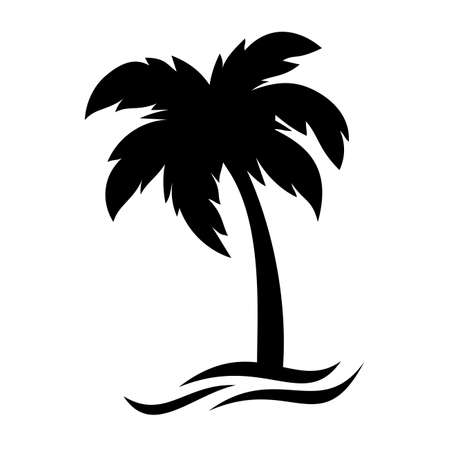 Coconut tree silhouette. summer sunset sea designのイラスト素材