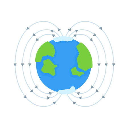 magnet vector Science experiments on the motion of a magnetic field.のイラスト素材