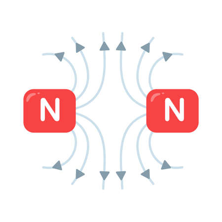 magnet vector Science experiments on the motion of a magnetic field.のイラスト素材