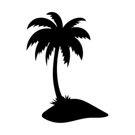 Coconut tree silhouette. summer sunset sea designのイラスト素材