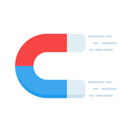 Horseshoe magnet icon with lightning shaped attraction.のイラスト素材
