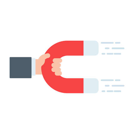 Magnet Marketing. Advertising through the media to attract customersのイラスト素材