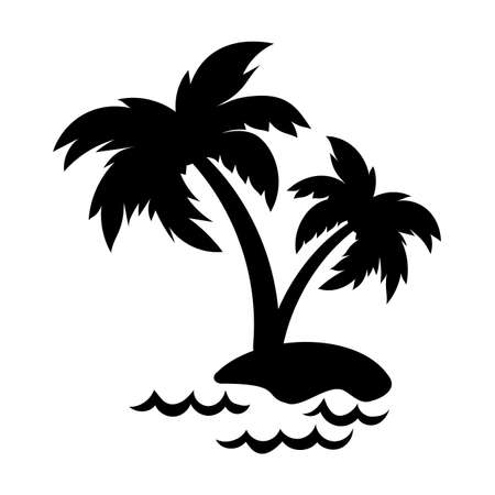 Coconut tree silhouette. summer sunset sea designのイラスト素材
