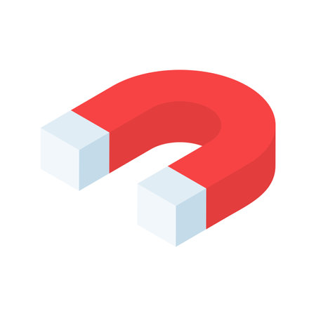 Horseshoe magnet icon with lightning shaped attraction.のイラスト素材