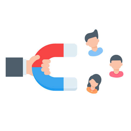 Magnet Marketing. Advertising through the media to attract customersのイラスト素材