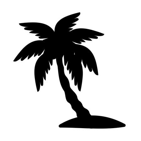 Coconut tree silhouette. summer sunset sea designのイラスト素材