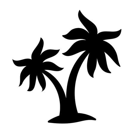 Coconut tree silhouette. summer sunset sea designのイラスト素材
