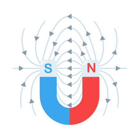 magnet vector Science experiments on the motion of a magnetic field.のイラスト素材