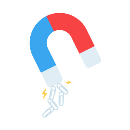 magnet vector Science experiments on the motion of a magnetic field.のイラスト素材