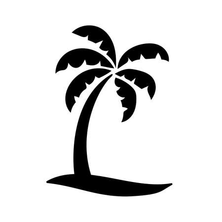 Coconut tree silhouette. summer sunset sea designのイラスト素材