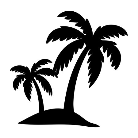 Coconut tree silhouette. summer sunset sea designのイラスト素材