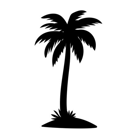 Coconut tree silhouette. summer sunset sea designのイラスト素材