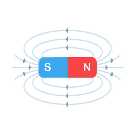 magnet vector Science experiments on the motion of a magnetic field.のイラスト素材