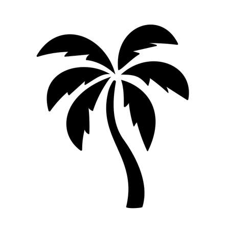 Coconut tree silhouette. summer sunset sea designのイラスト素材