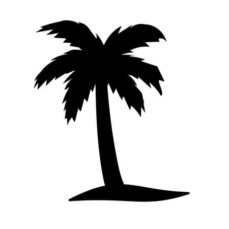 Coconut tree silhouette. summer sunset sea designのイラスト素材