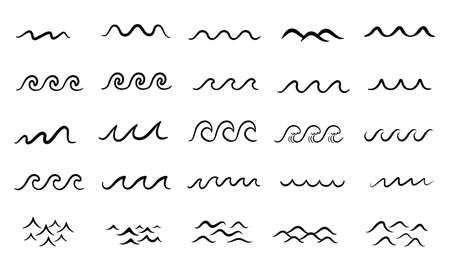 blue water wave line icon in the seaのイラスト素材