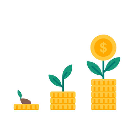 growing pile of dollar coins money saving conceptのイラスト素材