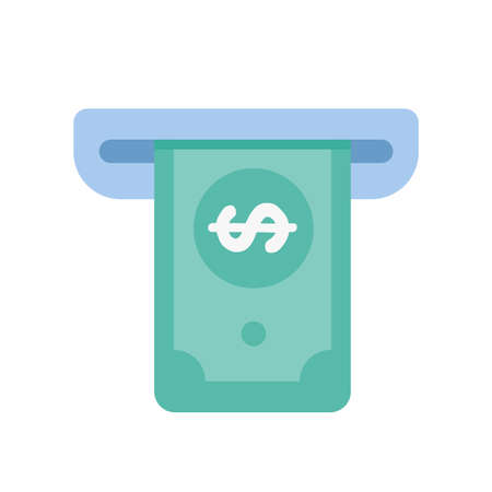 Green ATM for withdrawing cash from banksのイラスト素材