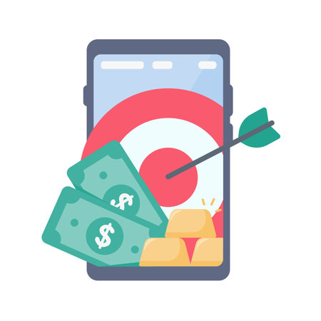 target on mobile phone The concept of achieving financial goalsのイラスト素材