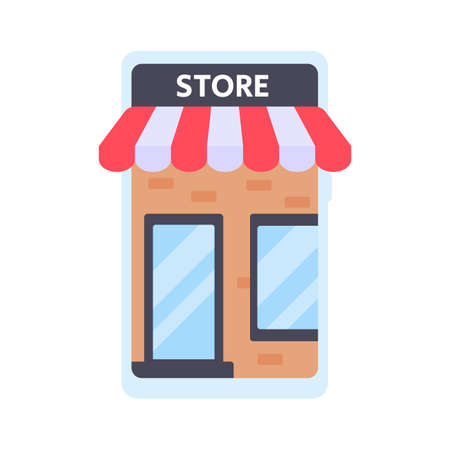Awning protruding from the electronics The idea of ââopening an online store Product advertisingのイラスト素材