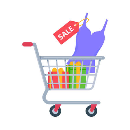 fashion shopping cart Special festival merchandise discount offer ideaのイラスト素材
