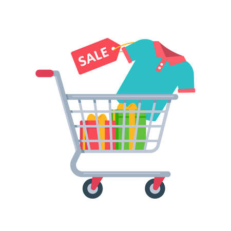 fashion shopping cart Special festival merchandise discount offer ideaのイラスト素材