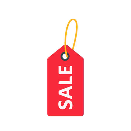 red product label for offering discounts on special festivalsのイラスト素材