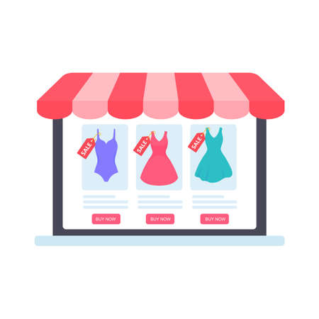Awning protruding from the electronics The idea of ââopening an online store Product advertisingのイラスト素材