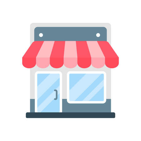Supermarkets with colorful awnings Ideas to open an online storeのイラスト素材