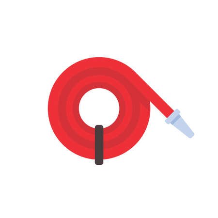 Fire hose. The red rubber hose is used to extinguish the fire.のイラスト素材