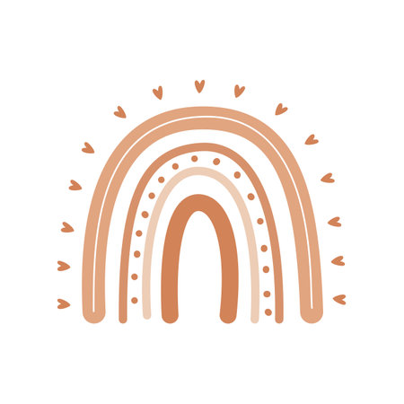 boho rainbow. hand drawn pastel rainbow baby greeting card decorative elementsのイラスト素材