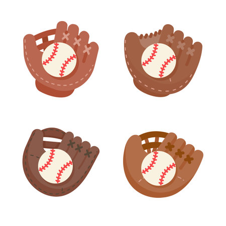 Baseball gloves. Leather gloves for the popular baseball game.のイラスト素材