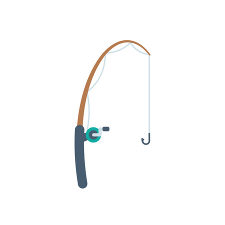 Fishing rod with fishing line Fishermen leisure activitiesのイラスト素材