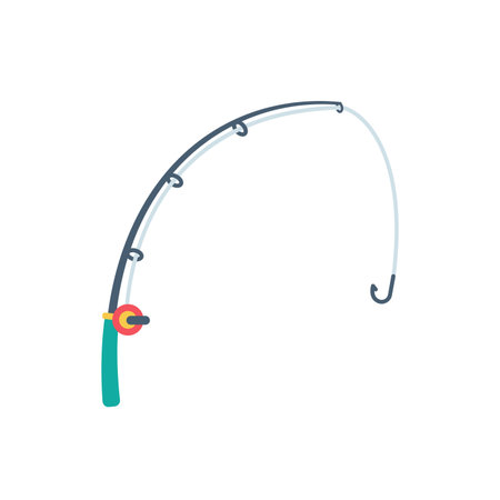 Fishing rod with fishing line Fishermen leisure activitiesのイラスト素材