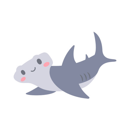 Hammerhead shark vector. cute animal face design for kids.のイラスト素材