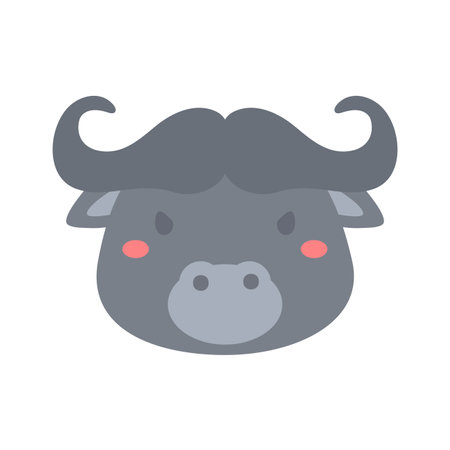 Wild buffalo vector. cute animal face design for kids.のイラスト素材