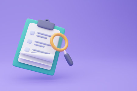 3D report paper clipboard. Note paper for checklist notes. 3D illustration.の写真素材