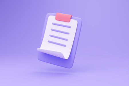 3D report paper clipboard. Note paper for checklist notes. 3D illustration.の写真素材