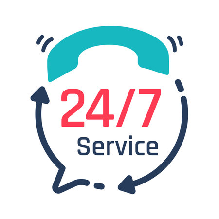 24 hour service icon.Speech bubbles. Phone support consulting customer problems.