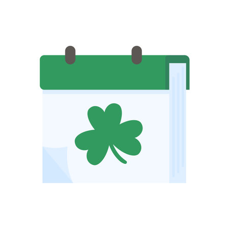 Icelandic flag calendar Reminder of Saint Patrick's Day with a Cloverのイラスト素材