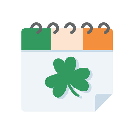 Icelandic flag calendar Reminder of Saint Patrick's Day with a Cloverのイラスト素材