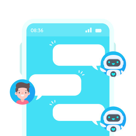 Auto reply system with intelligent robots provide information and help customers with problemsのイラスト素材