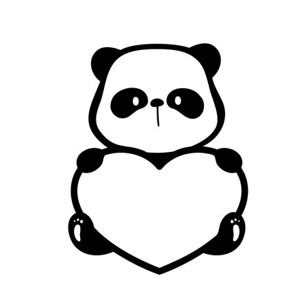 little panda silhouette making cute gestures animal cartoons for kidsのイラスト素材